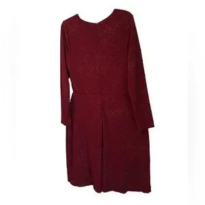 INC International Concepts | Dresses | Alfani Womens Maroon Long Sleeve  Sequined Twist Hem Fit Flare Dress Size M | Poshmark